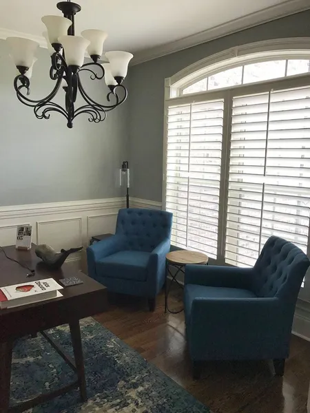 BlueHouse window treatment and interior