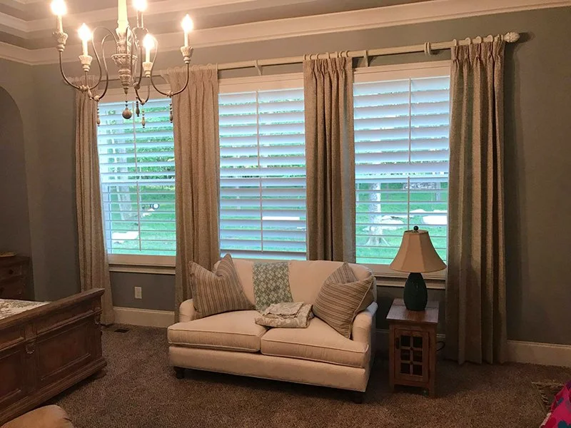 Full-length living room drapery