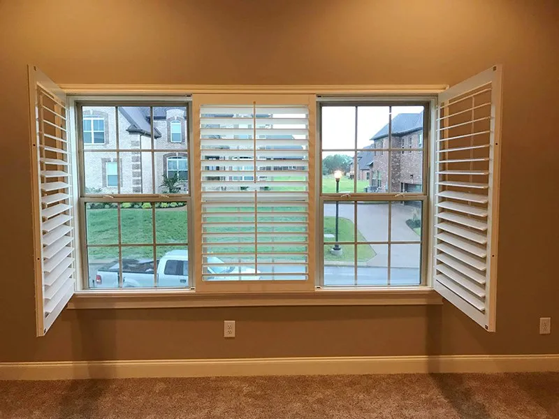 Plantation shutters with open panels