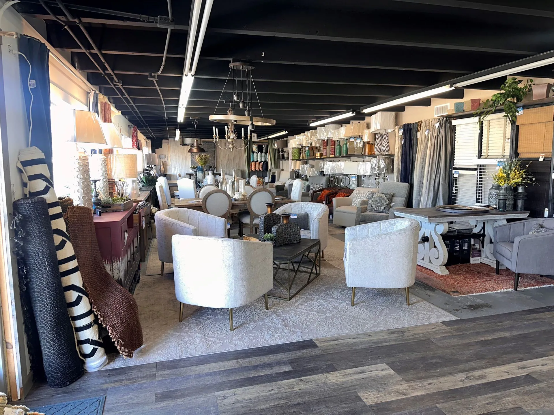 BlueHouse showroom with window treatments and furniture