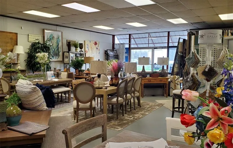 Furniture and dining displays in the showroom